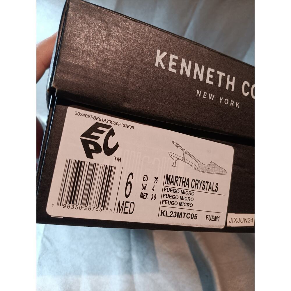 Kenneth Cole Red Rhinestone Slingback Kitten Heels Sz 6M Glam Party Shoe NIB - Picture 7 of 8